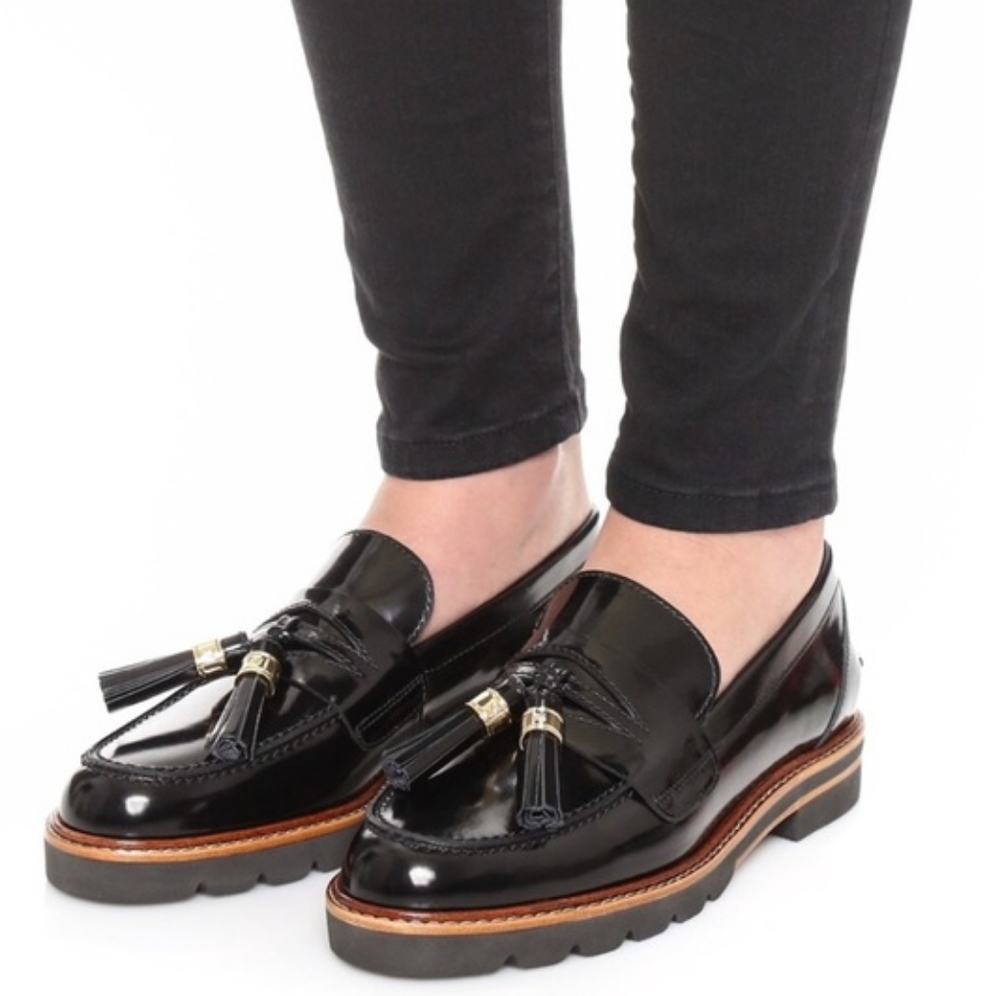 Stuart Weitzman Black Tassel Loafers